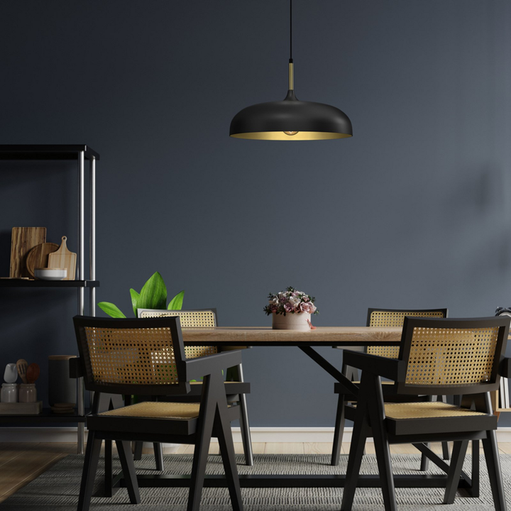 Euluna Pendelleuchte Pendellampe Lampe Leuchte Deckenlampe Lincoln, schwarz/gold