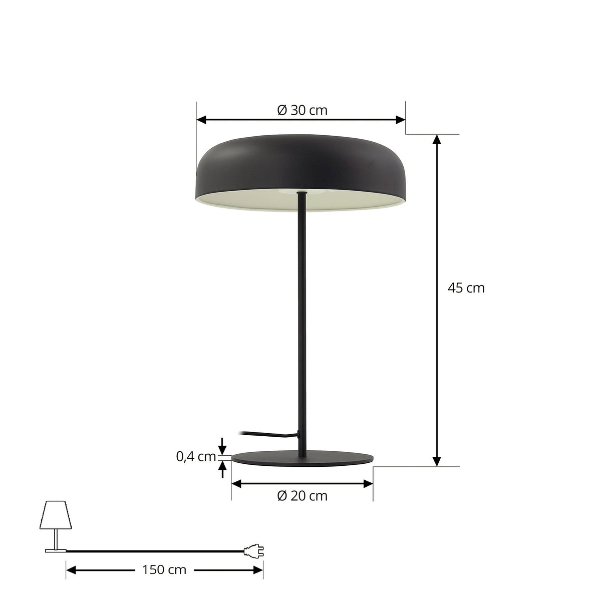 Lindby Tischleuchte Edion LED Lampe Leuchte schwarz 45cm Höhe 30cm Durchmesser - 4251911785784