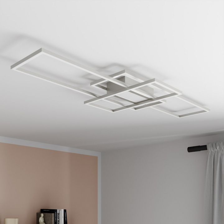 Lindby Mairin LED-Deckenlampe Wohnzimmerleuchte Deckenlampe Lampe LED nickel