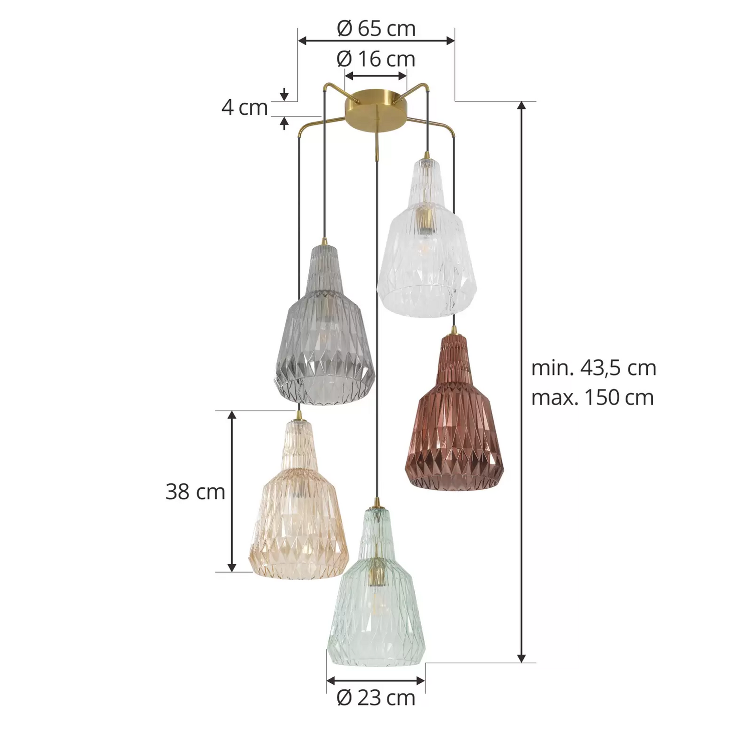 Suspension Lindby Belarion multicolore à 5 ampoules (article de seconde main)
