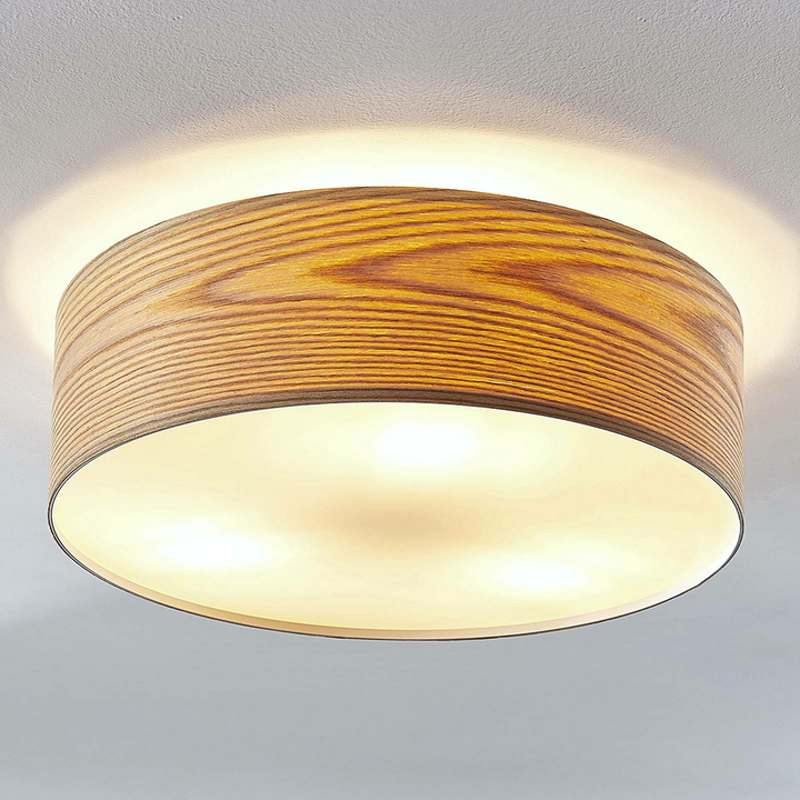 Lindby Holz-Deckenlampe Dominic Deckenlampe Lampe Leuchte E27 3-flm runde Form