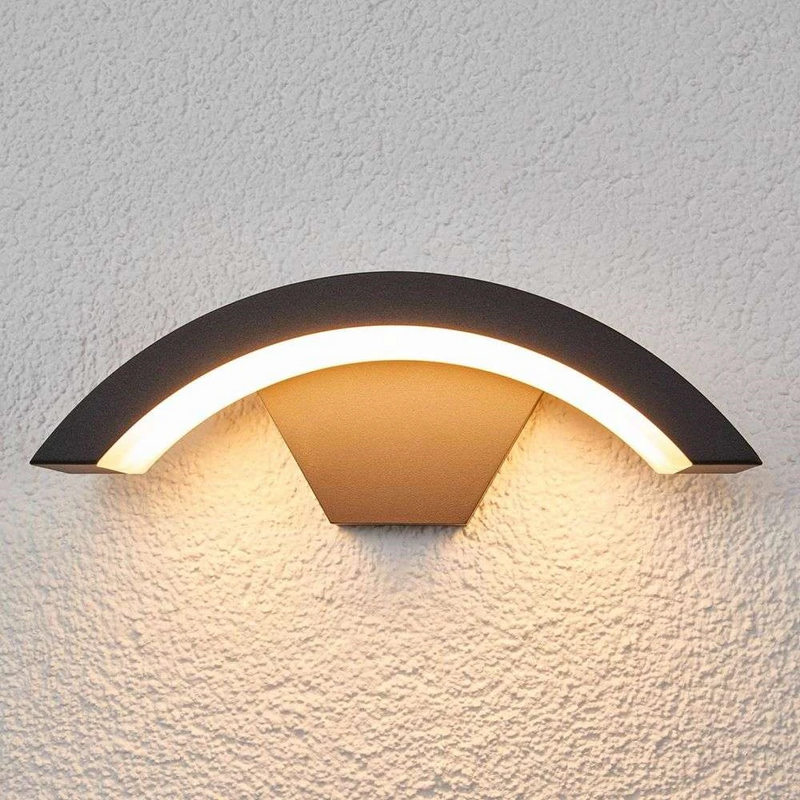 Lucande Gebogene LED-Außenwandleuchte Terrassenleuchte Deko-Gartenleuchte Jule