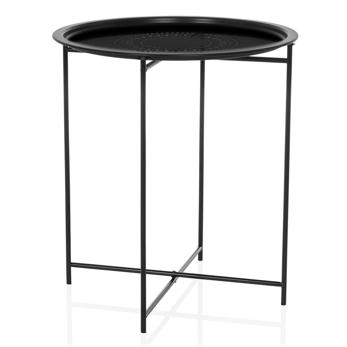 hjh LIVING Beistelltisch ALLRUND Sofatisch schwarz Klapptisch stabil und modern - 4064323037859
