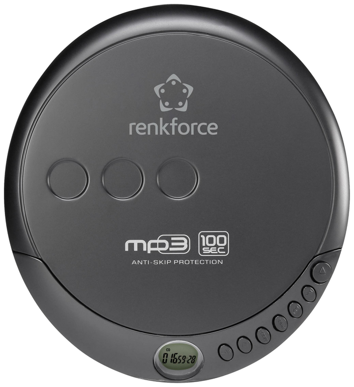 Renkforce RF-CDP-200 Tragbarer CD-Player CD-Spieler CD MP3 AA Kopfhörer Schwarz