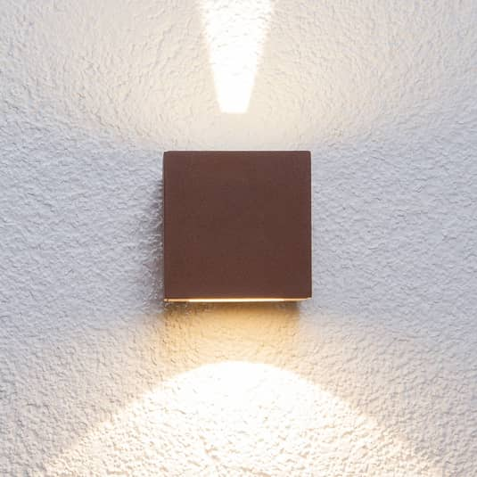 Lucande Rostbraune Led Außenwandleuchte Jarno Würfelform Deko Gartenleuchte Led B-Ware