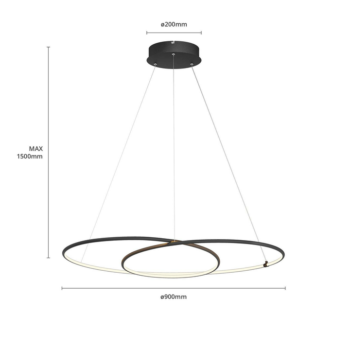 Lindby Lucy LED-Hängeleuchte Hängelampe Lampe Leuchte37 W Ø 90cm schwarz matt