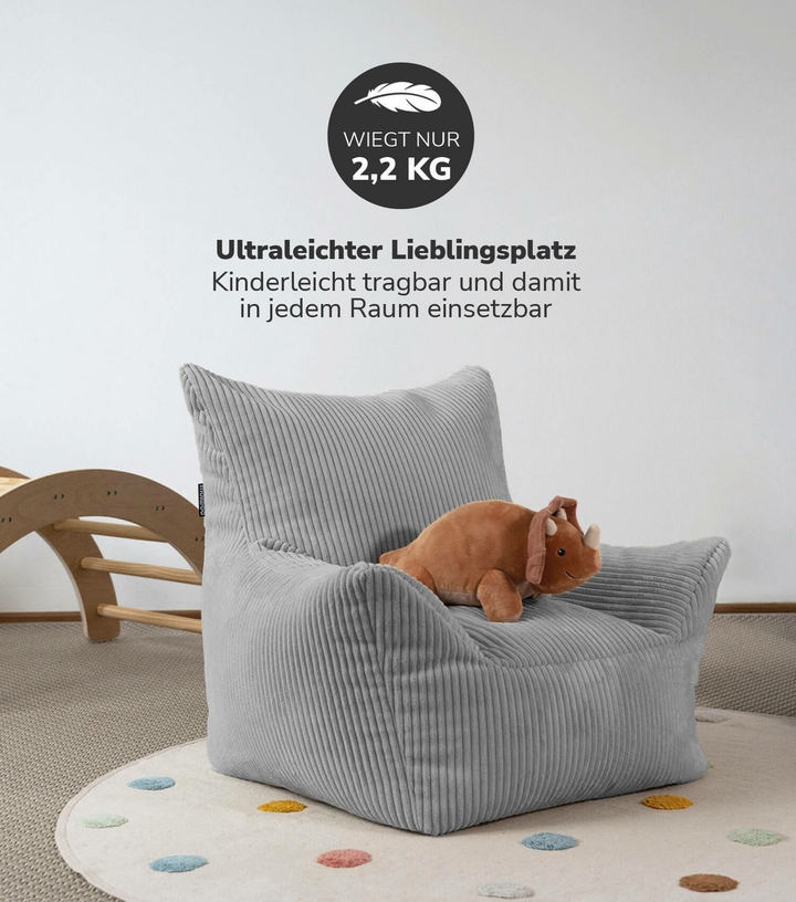 mokebo Kindersessel aus Cord 'Der Pausenheld', Sitzsack Kinder, Kindersitzsack