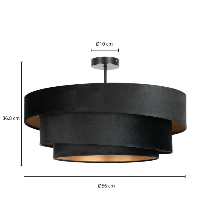 Lindby Jusari Deckenlampe Hängeleuchte Lampe Leuchte 3 Flmg E27 Textil Schwarz B-Ware