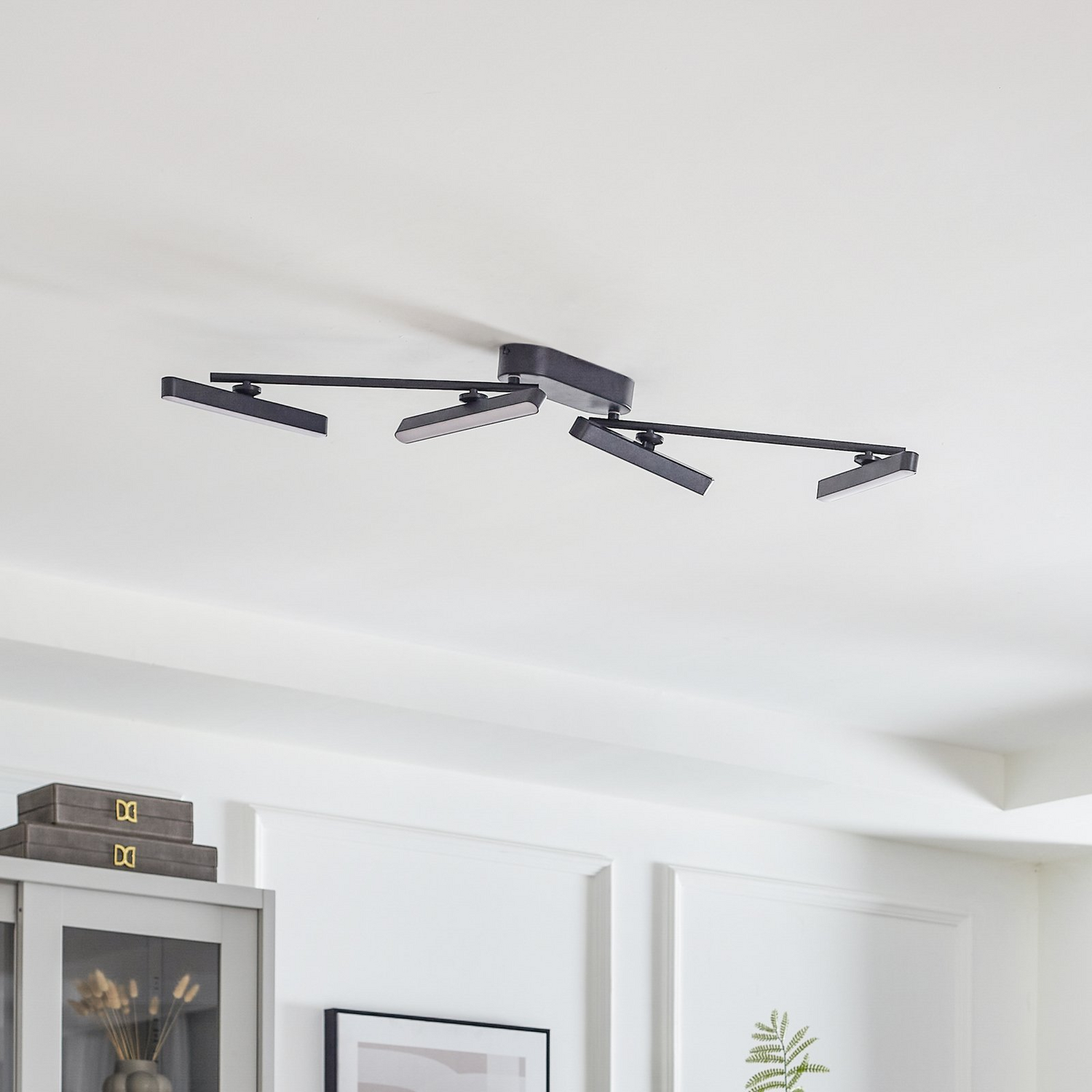 B-Ware Lindby Led Deckenleuchte Eldrin Deckenlampe Deckenlicht 4 Flg. Schwarz Metall