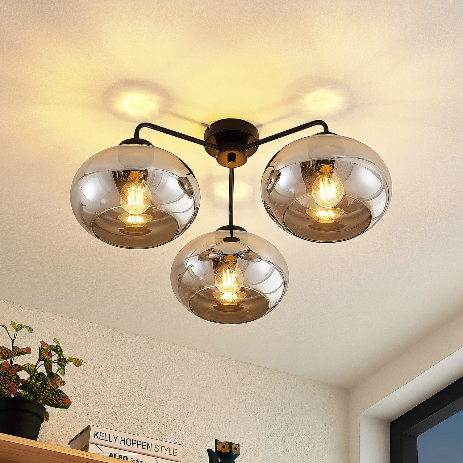 Lindby Navidia Deckenlampe Deckenleuchte Leuchte Lampen Deckenlicht Rauchglas722 B-Ware - 4251911728866