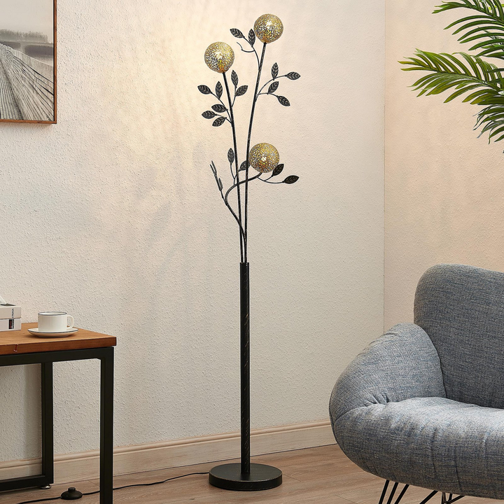 Lucande Evory Stehleuchte Stehlampe Standleuchte Lampe Leuchte Schwarz Gold617 B-Ware - 4251096586824