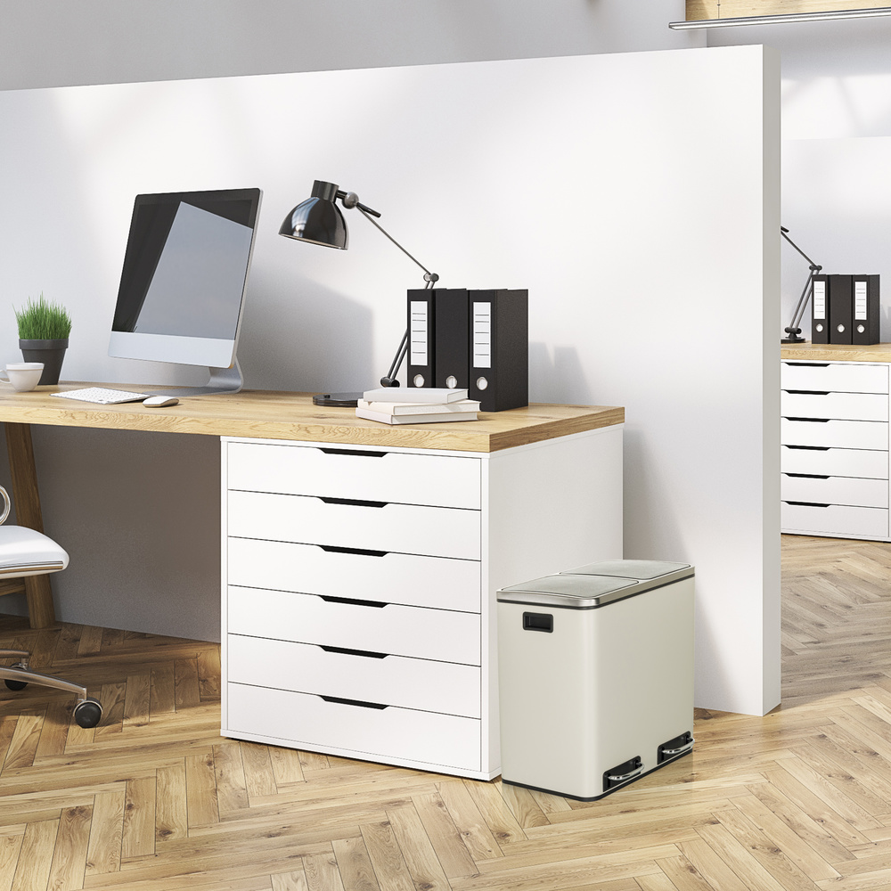 Hjh Office Clean Ix 30 L2x15 L Collecteur de déchets Système de tri des déchets Poubelle Œuf à déchets 537 B-Stock