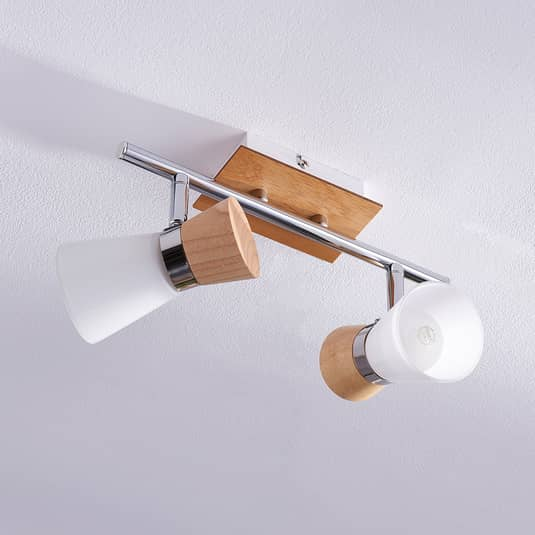 Lindby Holz-Deckenlampe Vivica Deckenlampe Wohnzimmerleuchte Deko-Deckenlicht