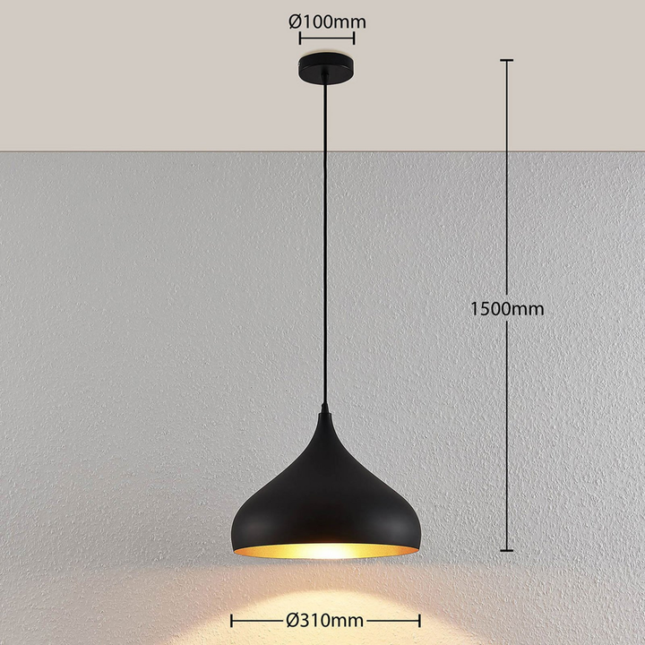 Lindby Aluminium Pendelleuchte Ritana Hängeleuchte Deckenlampe E27 Schwarz G80 B-Ware