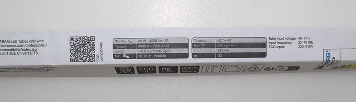 LEDVANCE LED G5 Röhrenform T5 EVG 26 W Neutralweiß Ø x L 16 x 1149 mm 8 STÜCK