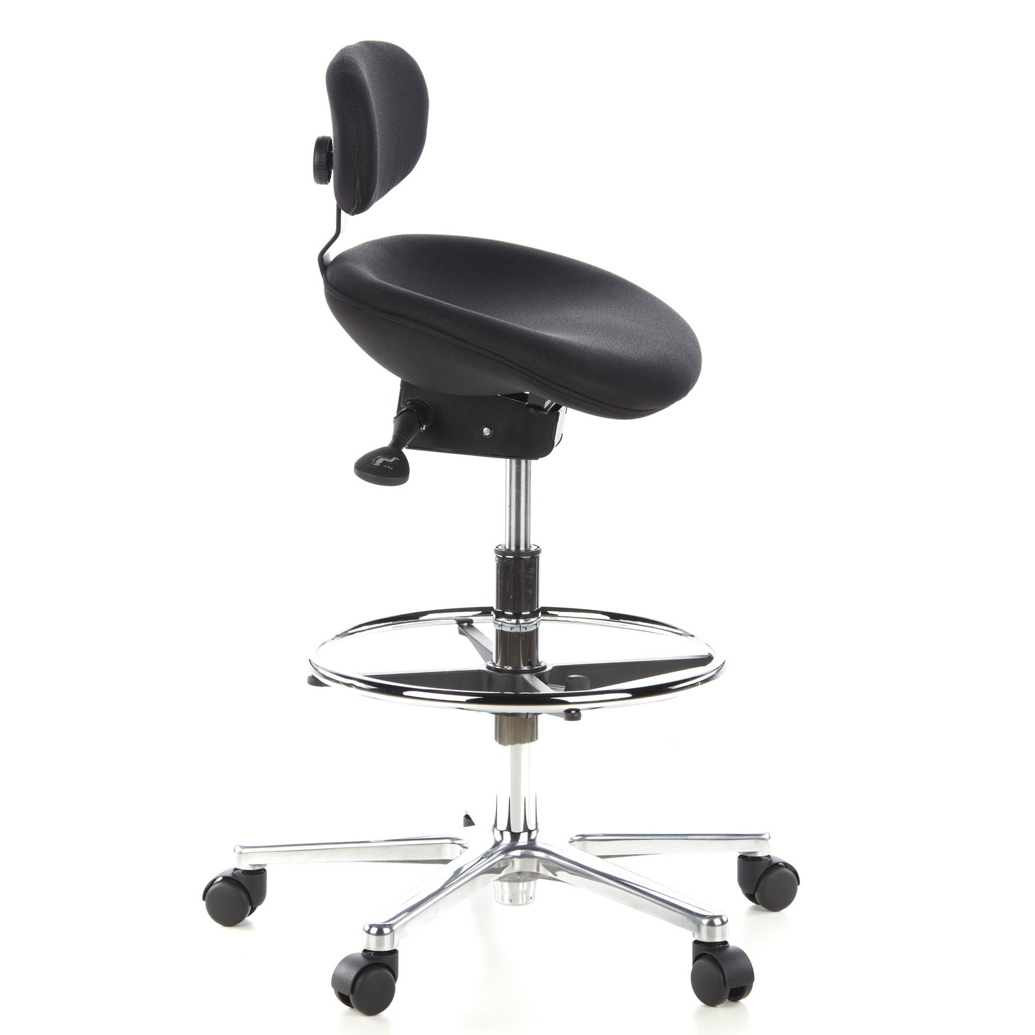 B-Ware Hjh Office Hocker Drehhocker Arbeitsstuhl Work Mf Stoff Schwarz Chrom Hocker