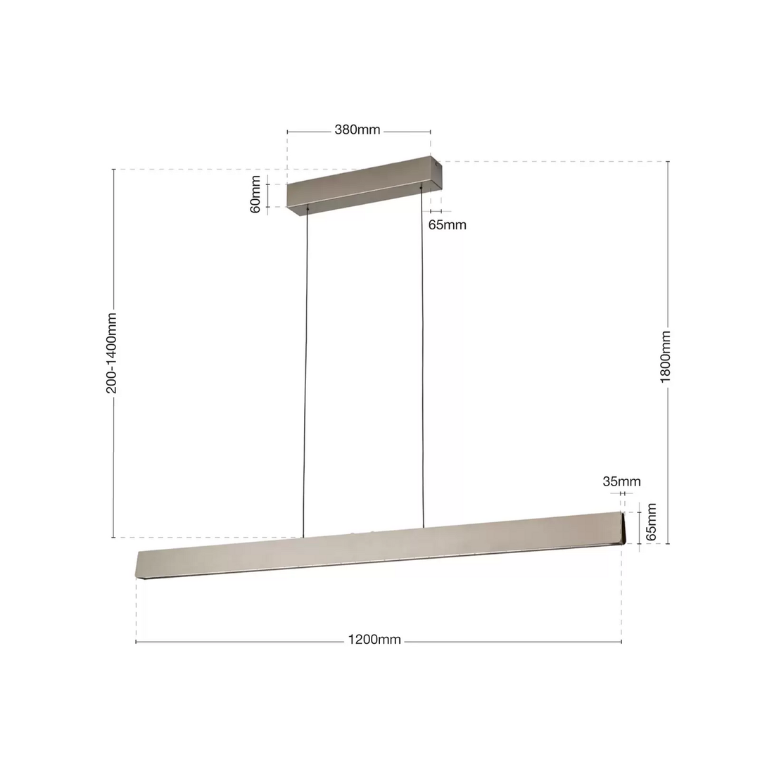 Led Hängelampe Tara Nickelfarben Länge 120 Cm Alu Stahl Deckenlampe Lampe Spot B-Ware - 9003090278336