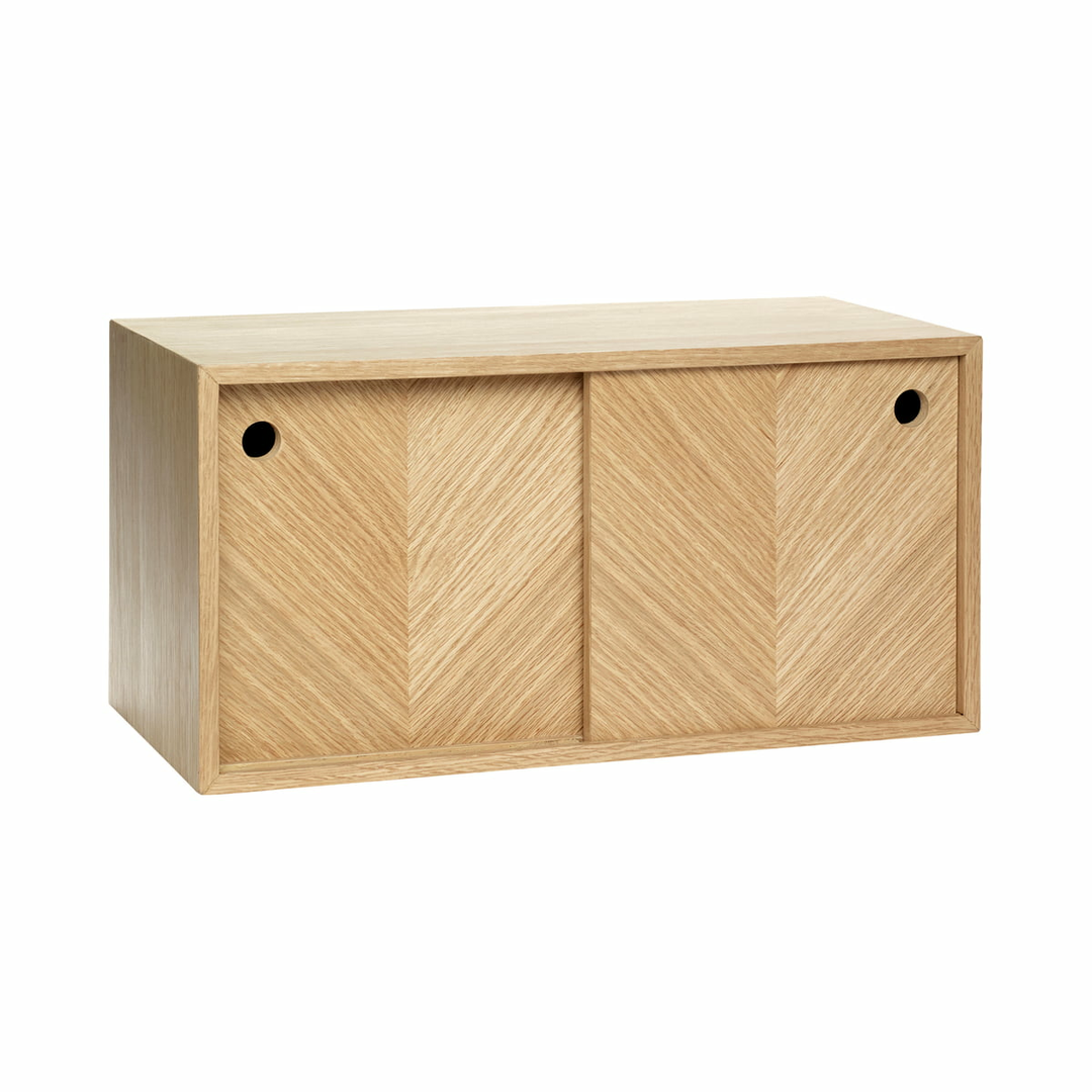 Hübsch Interior Wandaufbewahrung Fischgrätenoptik Wandschrank Schrank Eiche B-Ware