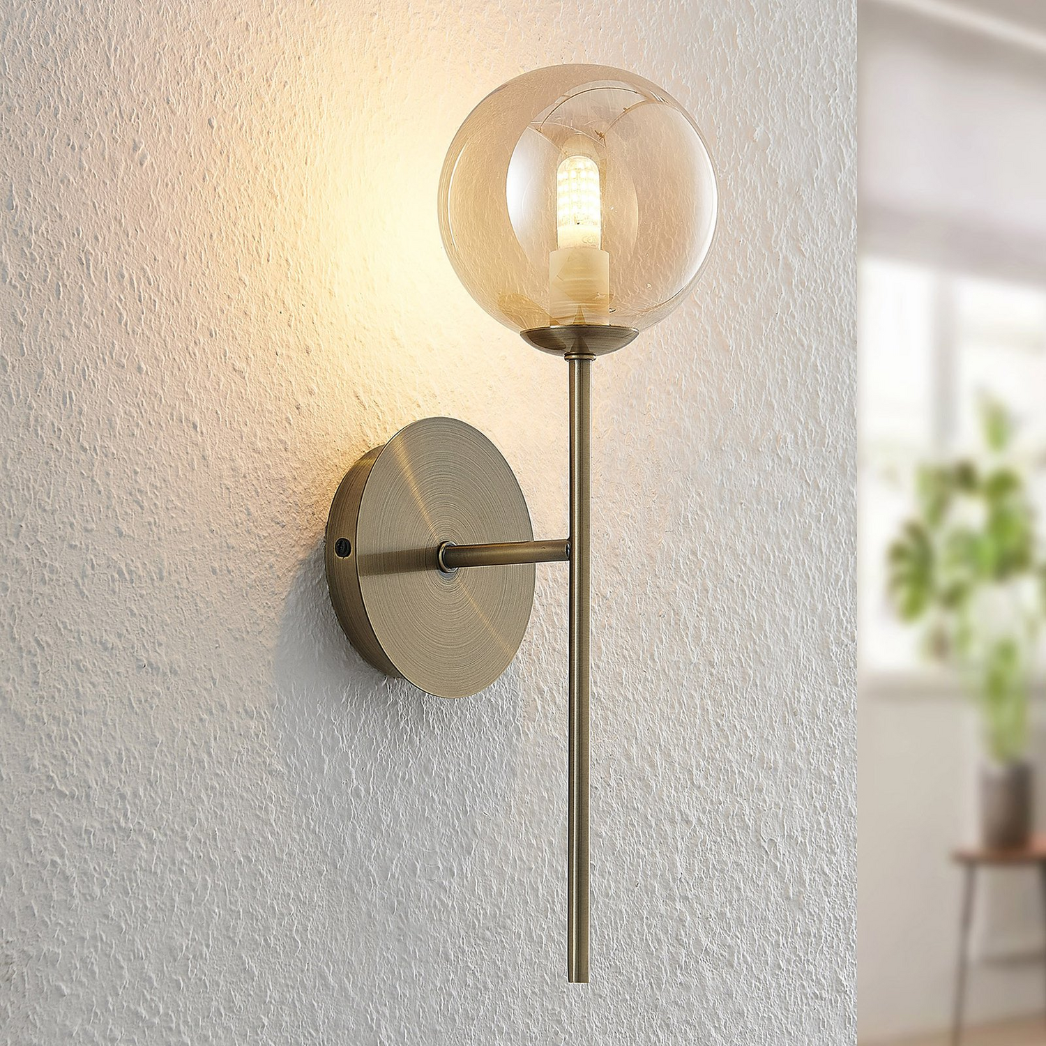 Lucande Wynona Wandleuchte Wandlampe Flurlampe Leuchte 1 Flg. G9 Glas Altmessing B-Ware - 4251911704440