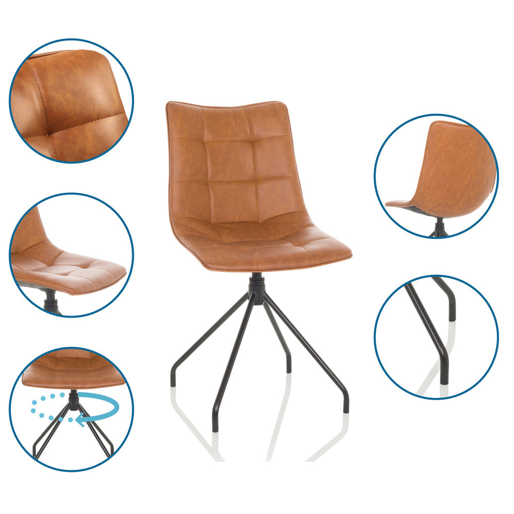 hjh OFFICE Besucherstuhl TARVISO PU braun Stuhl Kunstleder drehbar bequem - 4064323037095