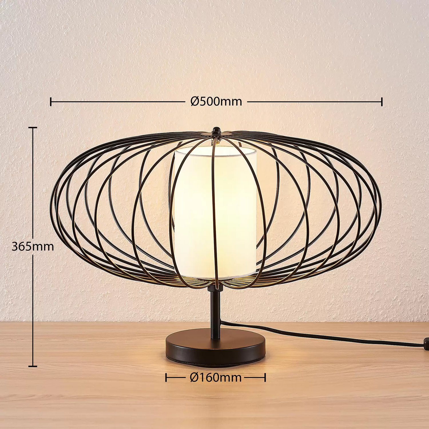 B-Ware Tischleuchte Tischlampe Tischlicht Leuchte Lampe Lindby Korbinian Käfigschirm