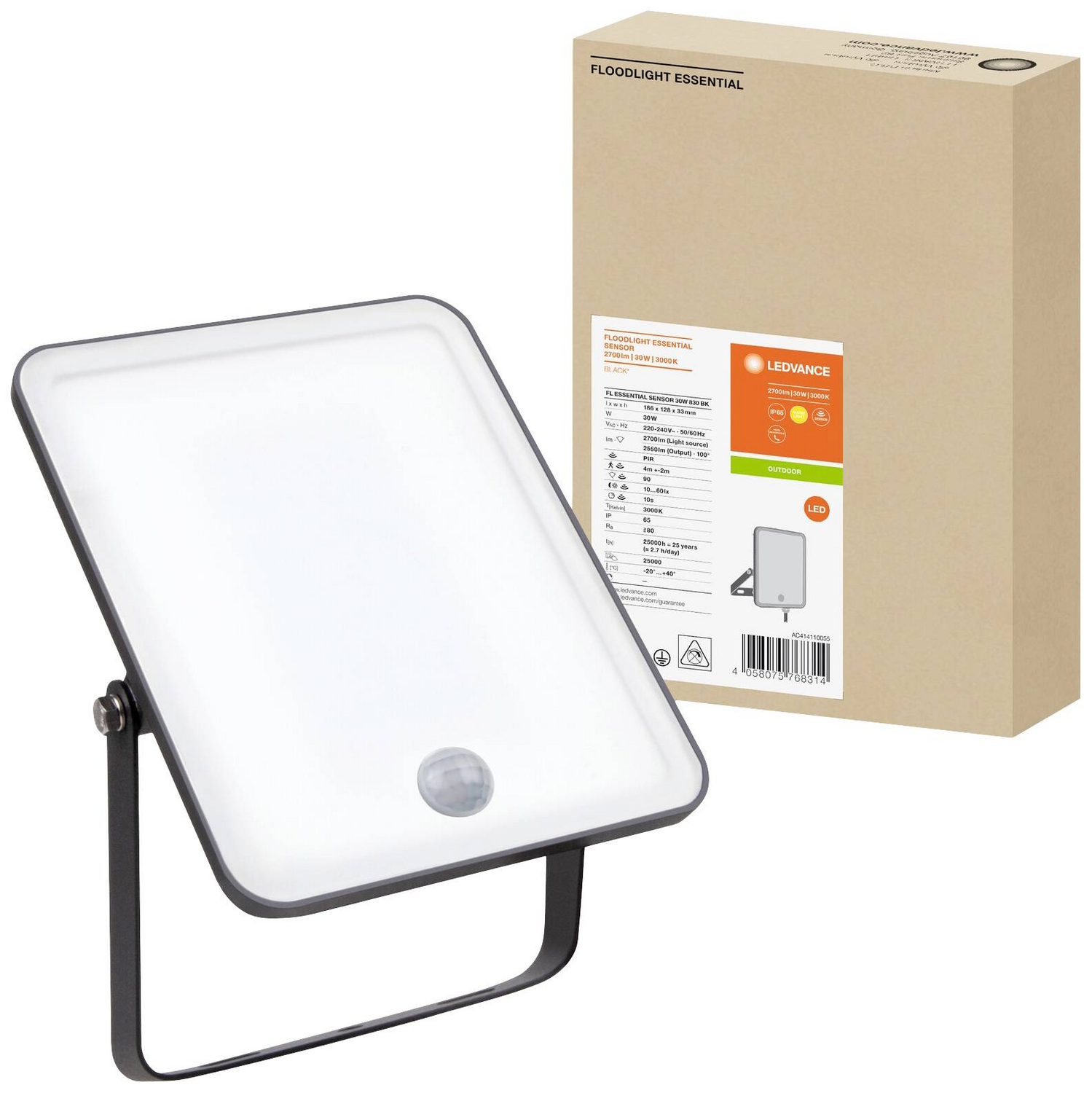 B-Ware Ledvance Flutlichtstrahler Strahler Led Warmweiß Bewegungsmelder Schwarz Alumini