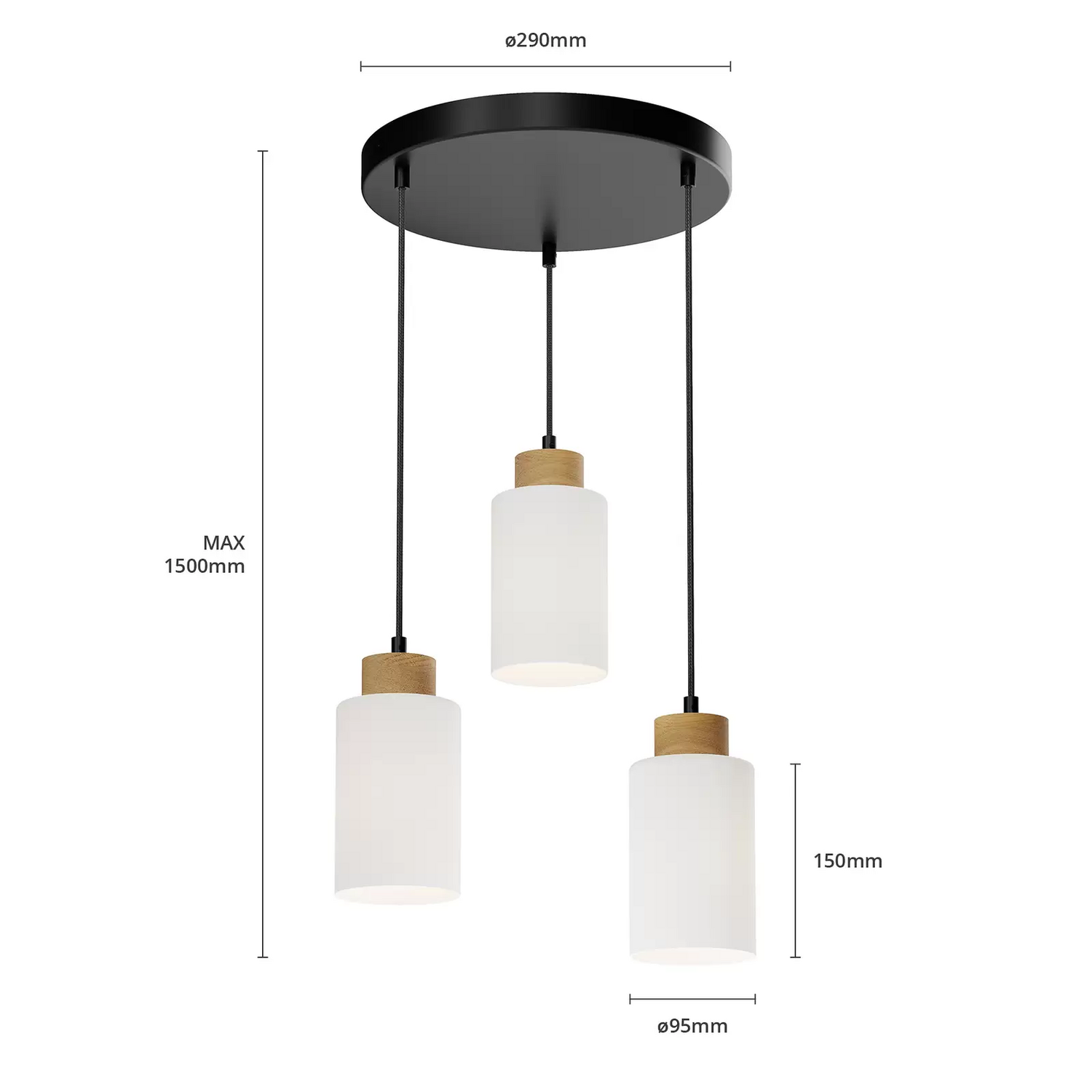 Envostar Talia Hängeleuchte Eiche Weiß Rund Hängelampe Lampe Leuchte Deckenlampe B-Ware - 4251911723816