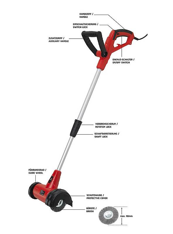 B-Ware Toolcraft 1619736 Unkrautvernichter Fugenreiniger Führungsrad 230 V/Ac136