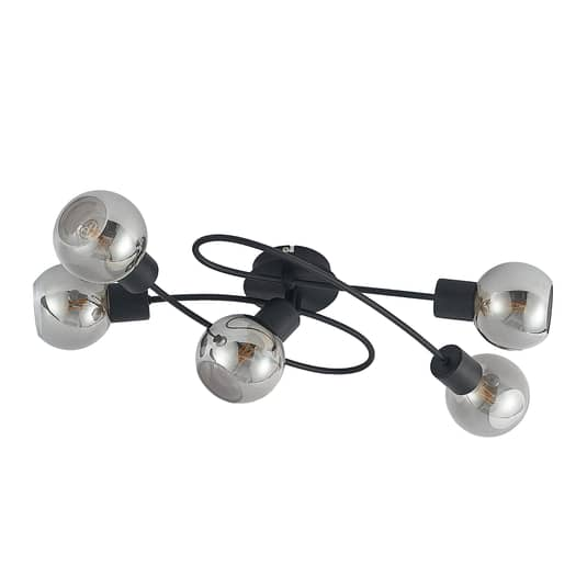 Lindby Deckenlampe Elaina Hängelampe Lampe Deckenlicht E14 5-flg schwarz smoke