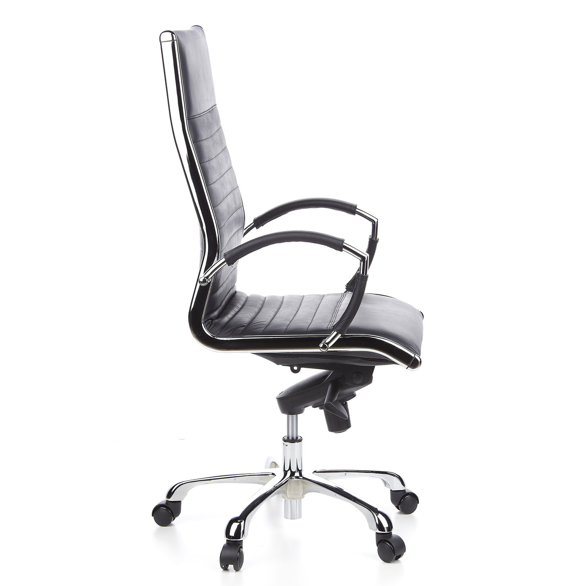 hjh OFFICE Bürostuhl Chefsessel Drehstuhl PARMA 20 Leder schwarz Chrom 110kg - 4260182536315