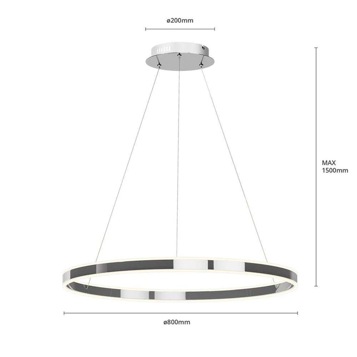 Lucande Led Pendelleuchte Lyani Chrom Dimmbar 80 Cm Leuchte Hängeleuchte Lam682 B-Ware