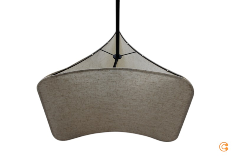 Suspension Nordlux Tinto de qualité B, abat-jour triangulaire en textile, suspension noire/beige