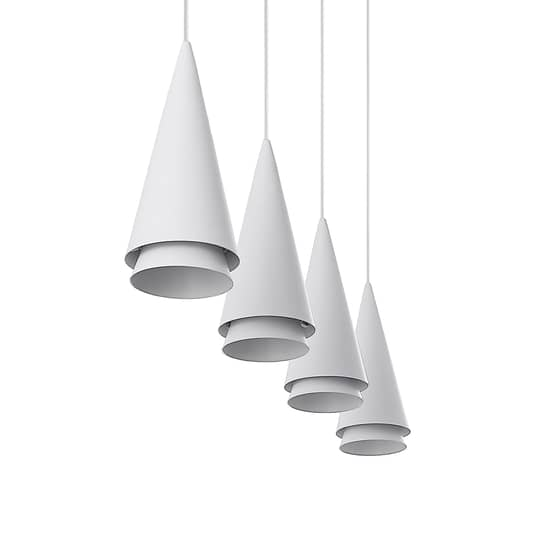 Lucande Naoh Hängeleuchte Deckenlampe Lampe Leuchte Aluminium 4-fl. E27 weiß