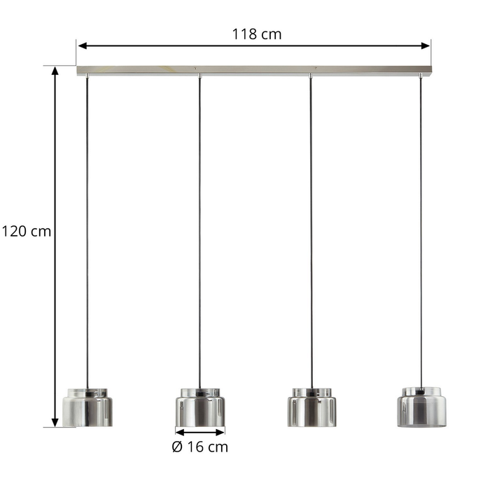 Lucande Diano Hängeleuchte Rauchgrau Vierflammig Deckenlampe Deckenleuchte Lampe B-Ware - 4251911767407