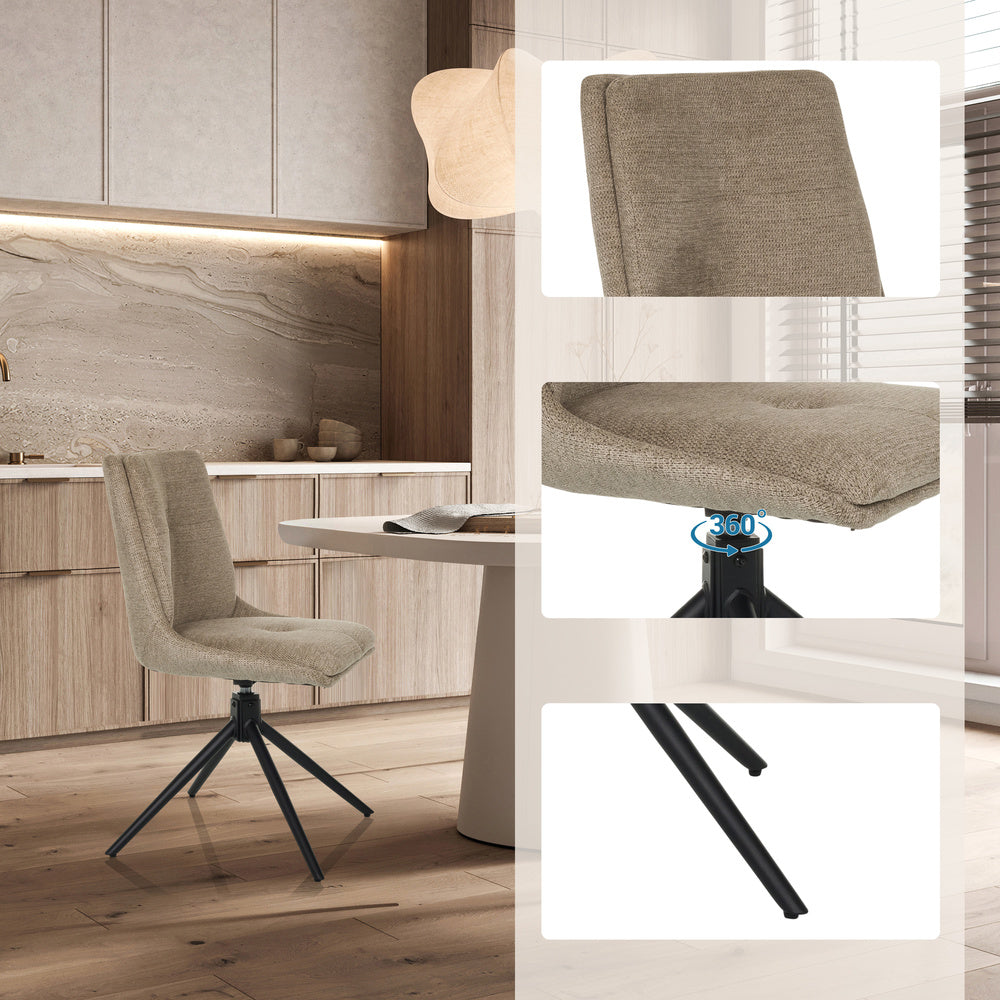 hjh LIVING Dining Stuhl TARVISO I Esszimmerstuhl Deko Stoff beige Polsterstühle - 4064323045144