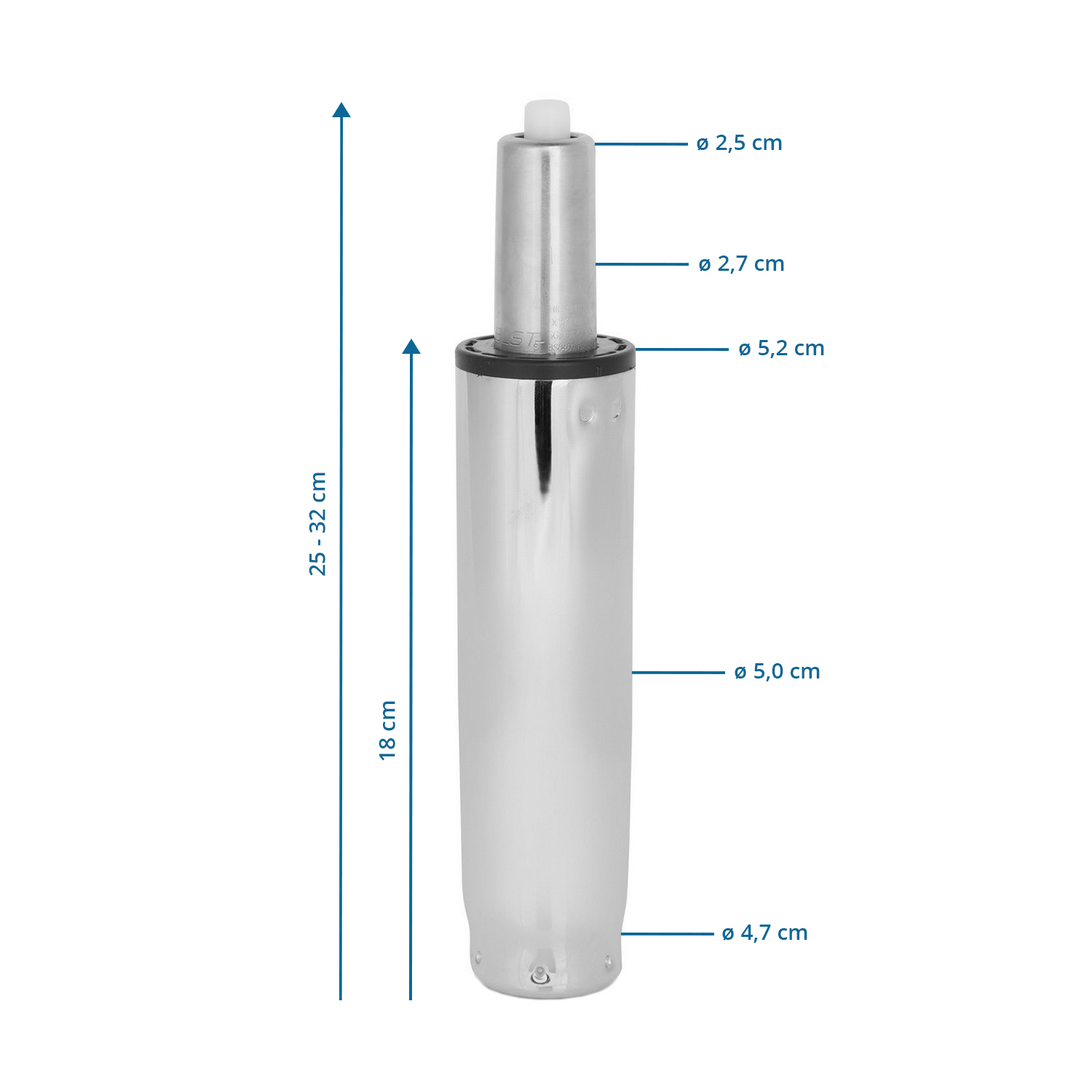 Hjh Office 1 Gasfeder Gasdruckfeder S   Chrom 25 32 Cm Kfz Zubehör Druckfeder B-Ware - 4251084640729