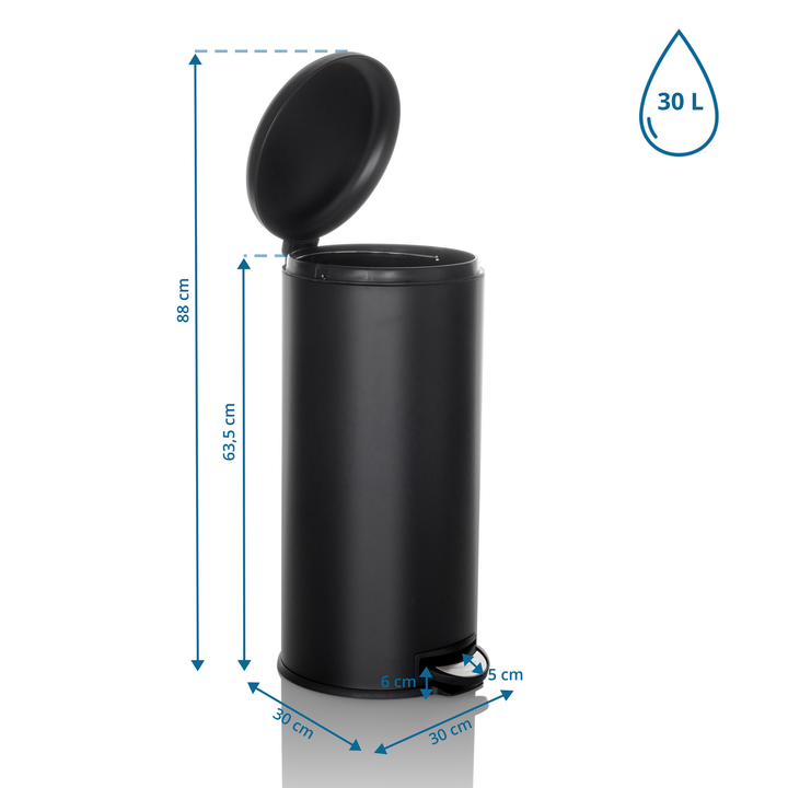 Hjh Office Abfallsammler Mülleimer Clean Step 30 L Schwarz Matt Inneneimer Eimer B-Ware