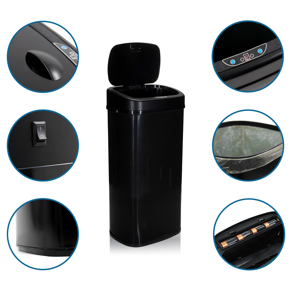 B-Ware Hjh Office Abfallsammler Mülleimer Sensor 68 L Stahl Schwarz Clean Vi - 4064323013266