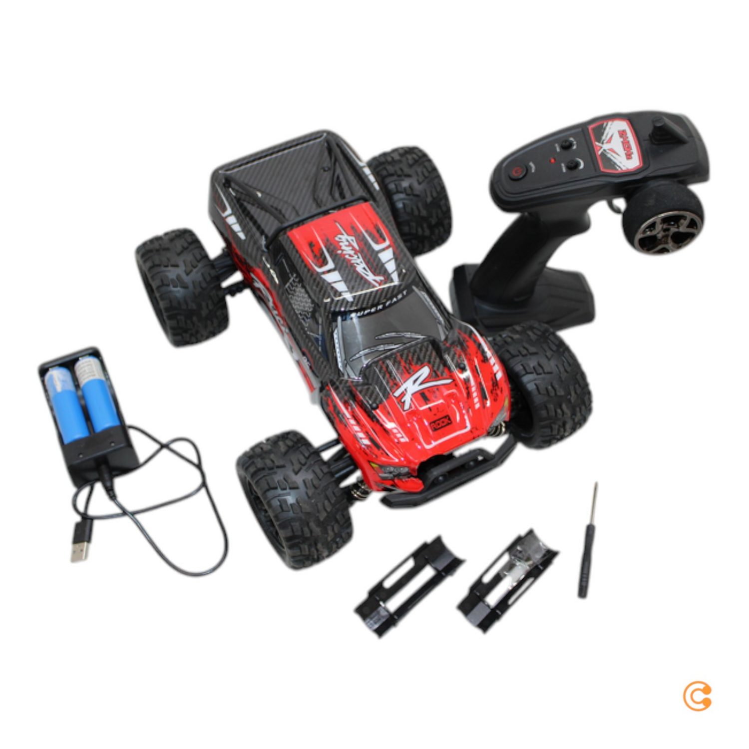 Absima Truck Racing Schwarz Rot 1:14 Modellauto Elektro Monstertruck Defektware D-Ware - 4250650943882