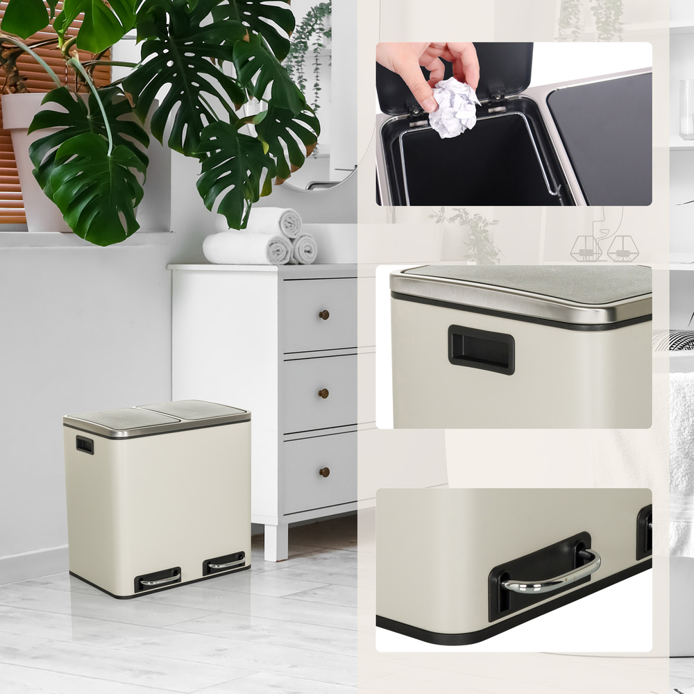 Hjh Office Clean Ix 30 L2x15 L Collecteur de déchets Système de tri des déchets Poubelle Œuf à déchets 537 B-Stock