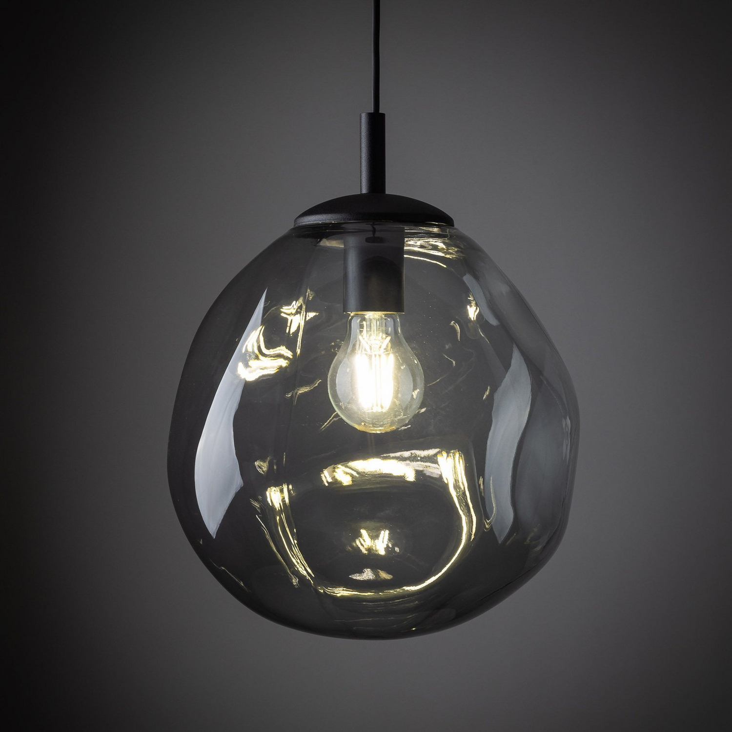B-Ware Hängeleuchte Sol Mini Glas ø 25 Cm Schwarz Grafitgrau Deckenlampe Lampe Leuchte
