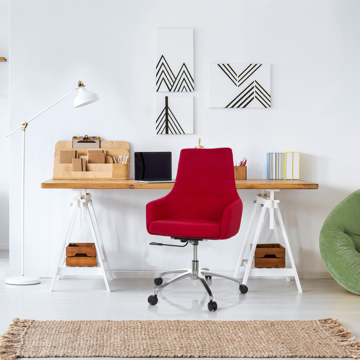 hjh OFFICE Bürostuhl Drehstuhl Schreibtischstuhl Stuhl Stoff rot Armlehne