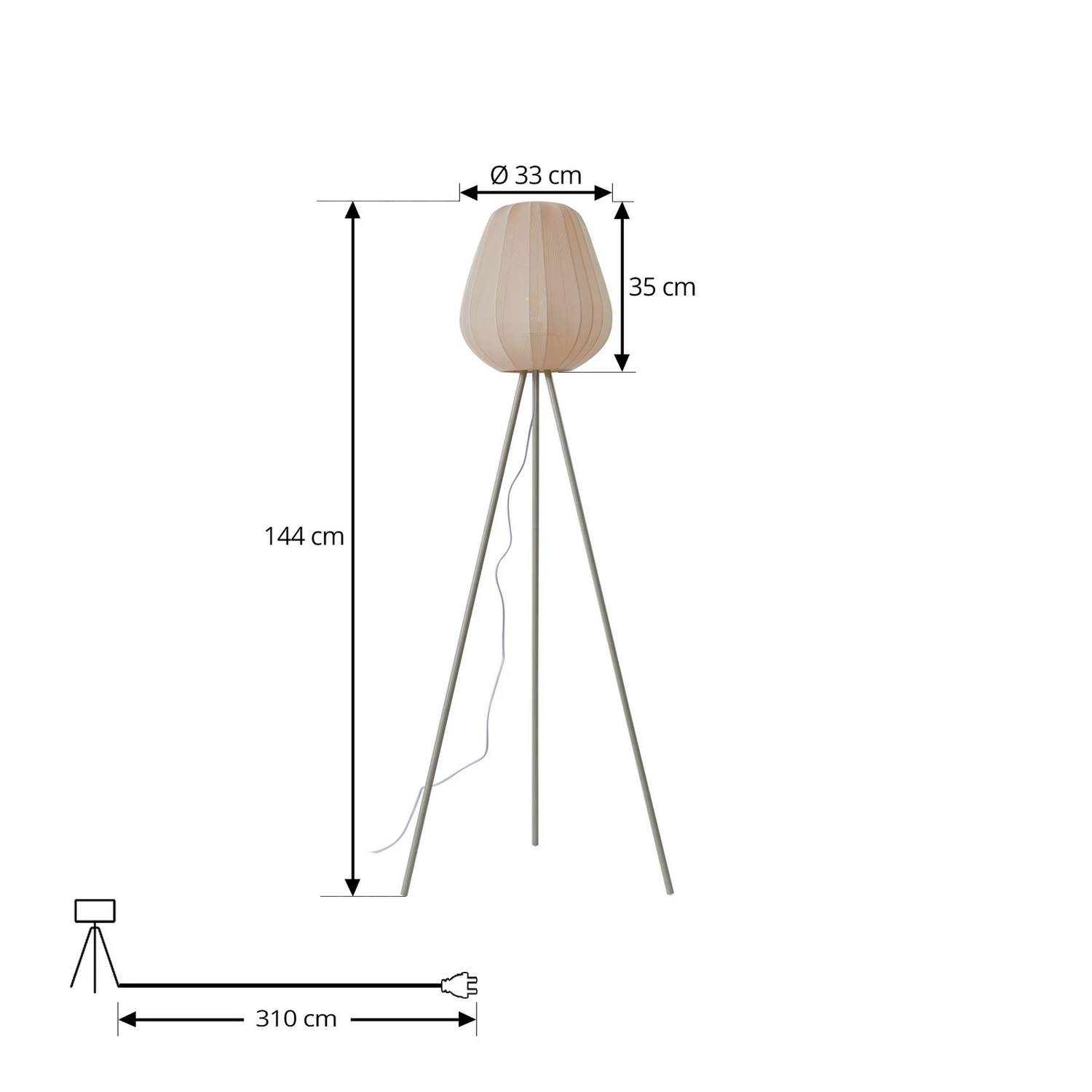 B-Ware Lindby Stehleuchte Helin Beige Textil Tripod 144 Cm E27 Stehlampe Lampe Leuchte