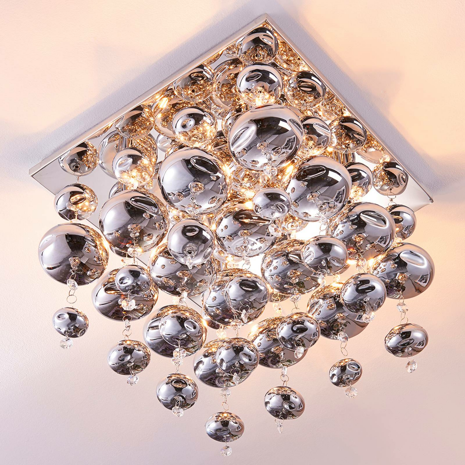 Plafonnier Lindby Esfera, luminaire, ampoule G9 à 4 globes en verre, qualité B 