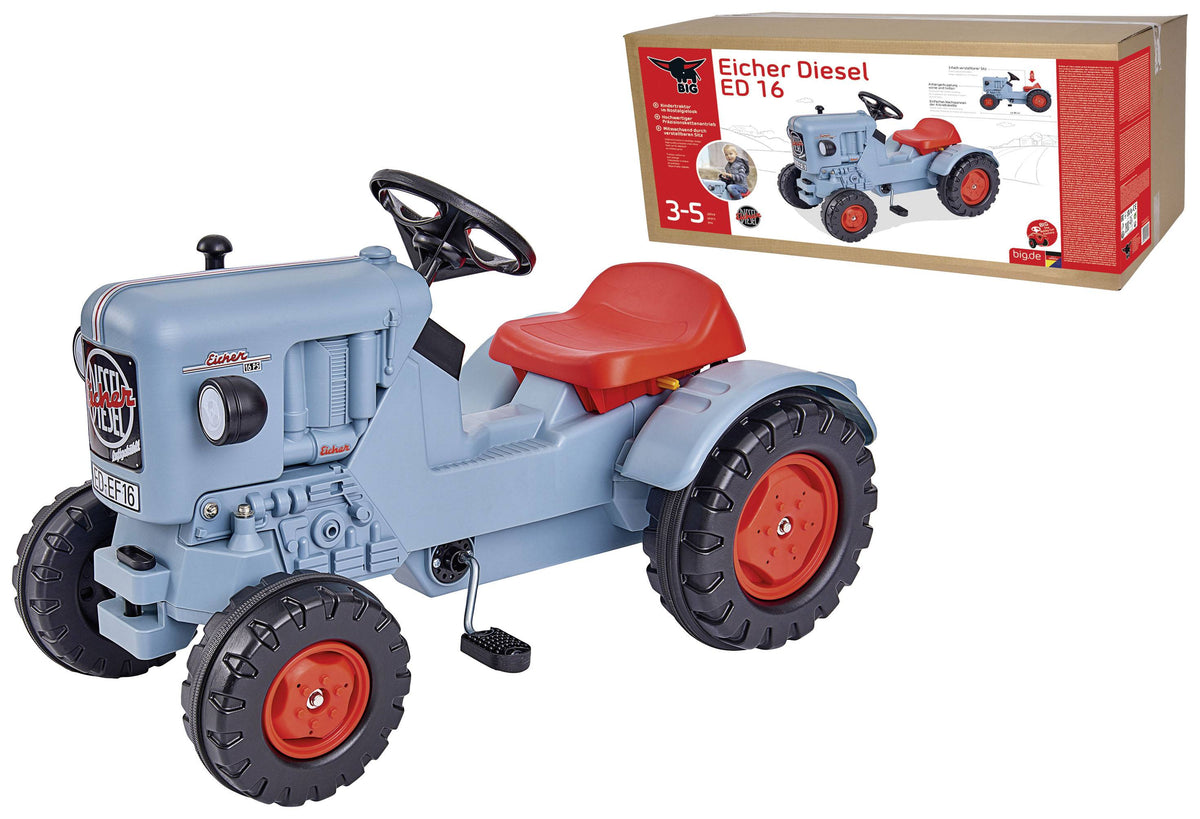 BIG Traktor Trettraktor Tretfahrzeug Kindertraktor Rutscher EICHER DIESEL ED 16 - 4004943565653