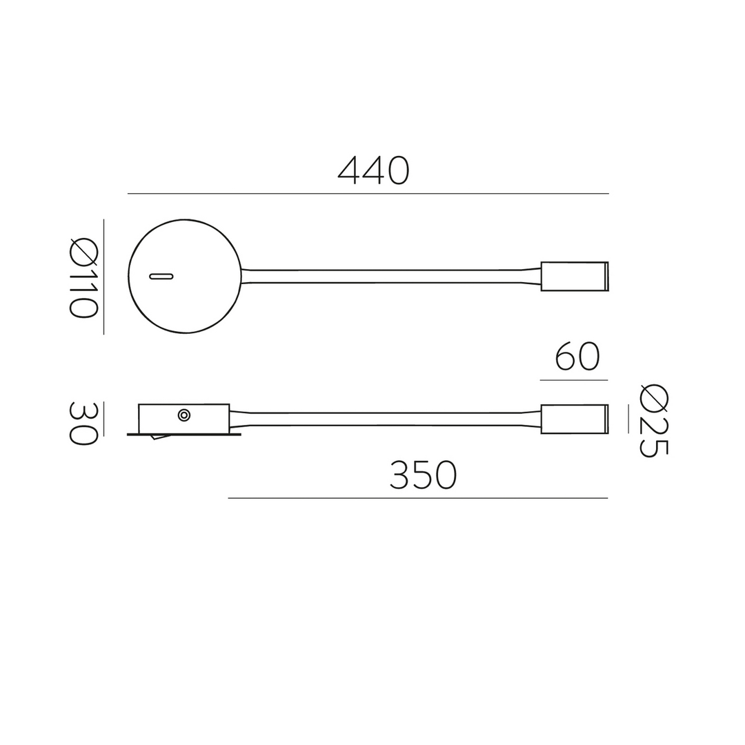 Acb Iluminación Led Wand Leseleuchte Leselampe Lyon Flexarm Schalter Schwarz 3 W B-Ware