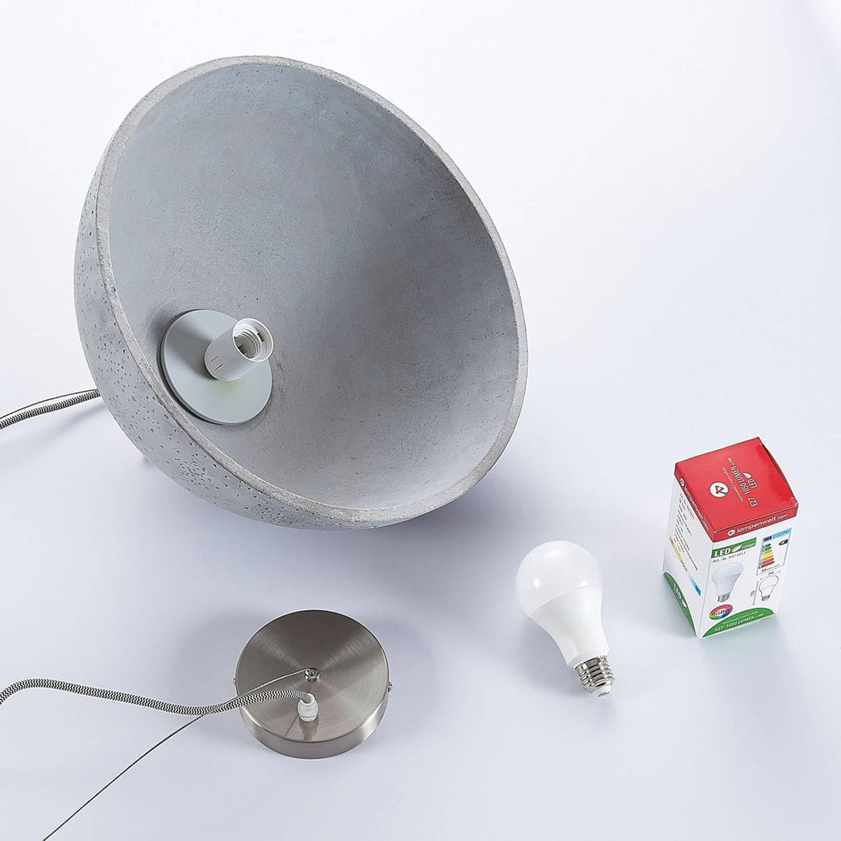 Lindby Pendelleuchte Jelin Deckenlampe Hängeleuchte Deckenleuchte Lampe grau E27 - 4251096525021