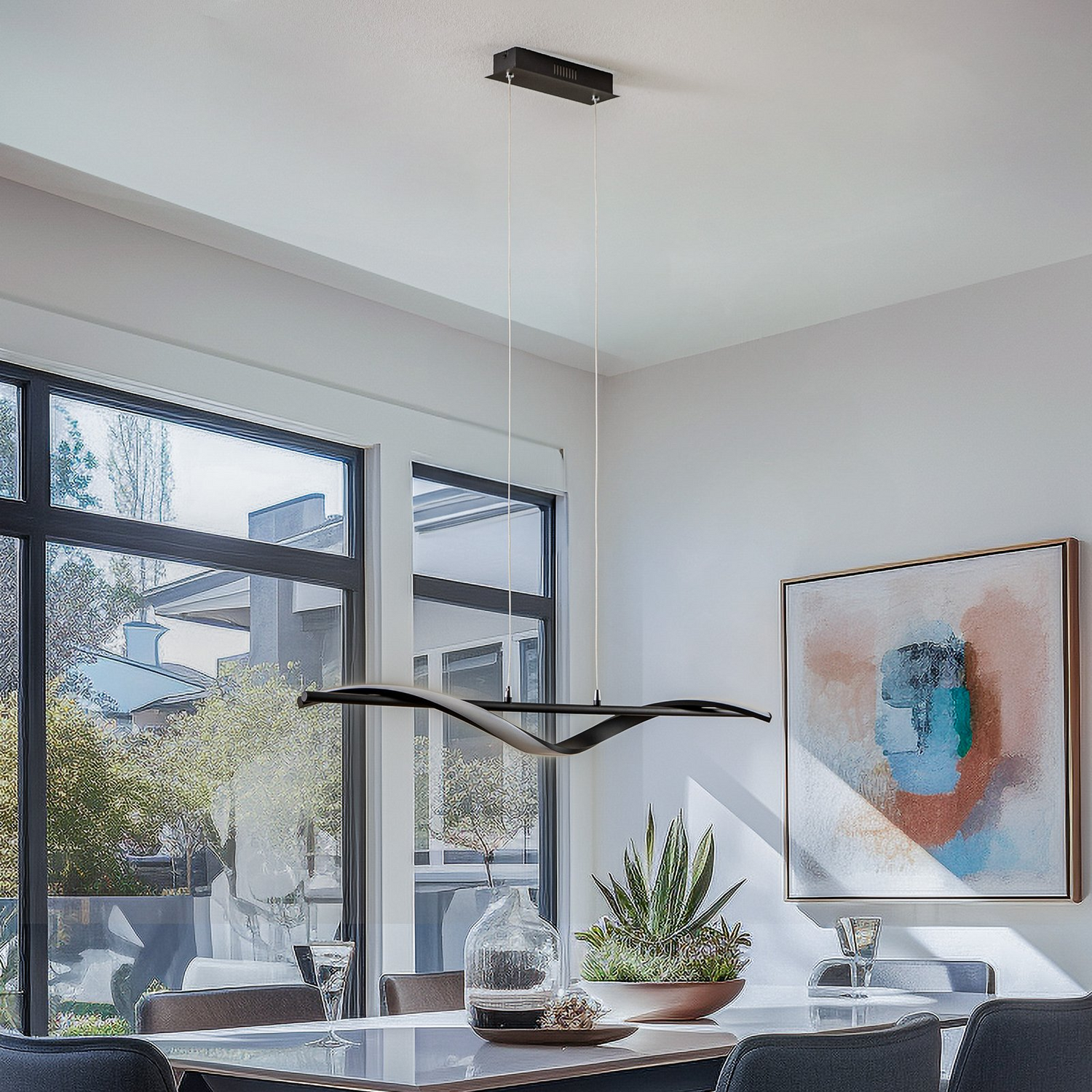 B-Ware Lindby Munja Led Hängeleuchte Dimmbar Sandschwarz Deckenlampe Deckenleuchte S882