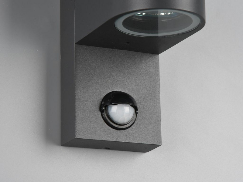 Applique murale extérieure Trio Roya 35 W, 2 lampes, détecteur de mouvement, ronde, anthracite, reconditionnée