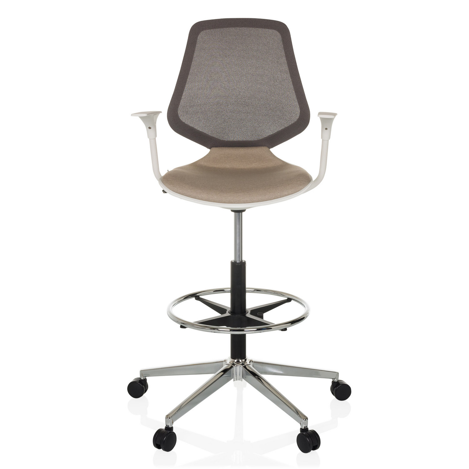 B-Ware Hjh Office Arbeitsstuhl Counterstuhl Top Work Style Stoff Beige Stuhl Möbel S893